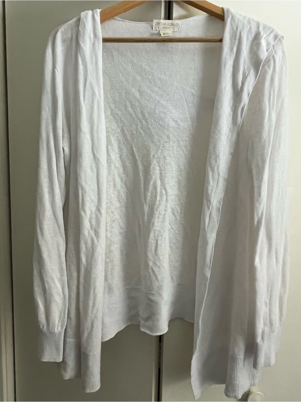 Cynthia Rowley White Open-Front Lightweight Cardigan hoodie